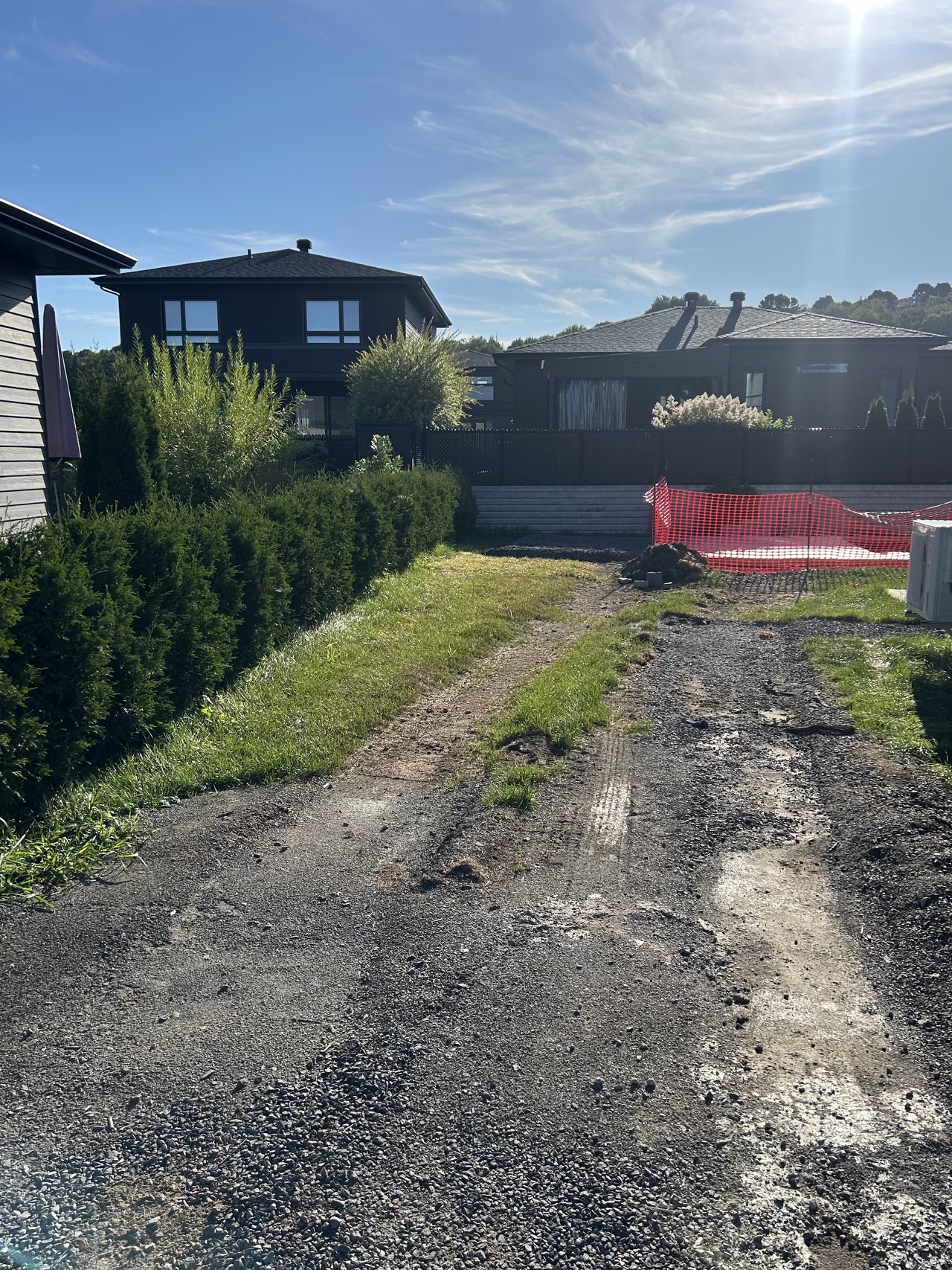 Étape de nivellement de terrain extérieur